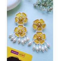 Handmade Yellow Blossom Beaded Earrings for Women, Girls