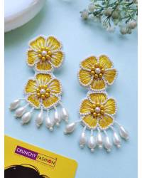 Buy Online Crunchy Fashion Earring Jewelry Yellow stylish Party Wear Silver Look alike Earrings Earrings SDJJE0050