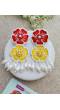 Red-Yellow Beaded Bloom Floral Earrings for haldi, Mehndi