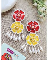 Buy Online Crunchy Fashion Earring Jewelry Pink-Lavender Floral Haldi & Mehndi Bridal Jewellery Handmade Beaded Jewellery CFFS0171