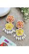 Yellow-Orange Blossom Beaded Earrings for Women, Girls