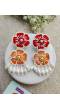 Red-Orange Beaded Handmade Floral Danglers for Women