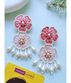 Handmade Pink Blossom Earrings, Floral Jewellery for Women & Girls