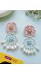 Baby Pink-Powder Blue Handmade Floral Earrings For Girls & Women