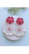 Handmade Pink-Baby Pink Beaded Floral Earrings For Women