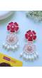 Handmade Pink-Baby Pink Beaded Floral Earrings For Women
