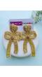Bow Blossom Golden Handmade Beaded Earrings for Women