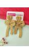 Bow Blossom Golden Handmade Beaded Earrings for Women
