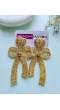 Bow Blossom Golden Handmade Beaded Earrings for Women