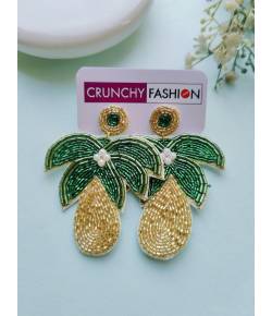 Tropical Palm Tree Beaded Earrings for Women