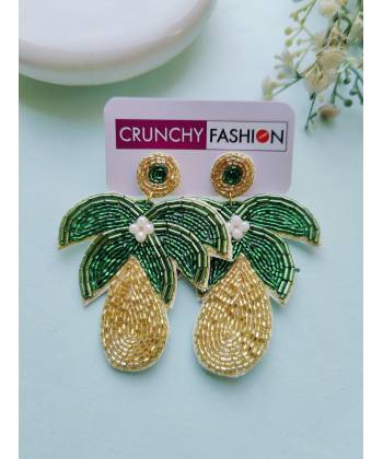 Tropical Palm Tree Beaded Earrings for Women