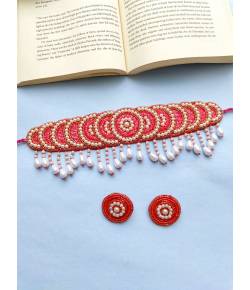 Handmade Beaded Pink Jewellery Set for Women