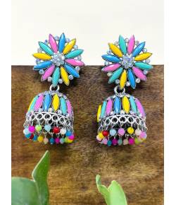 Multicolored Traditional Floral Jhumka Earrings for Girls and Women