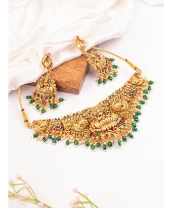 Gold-Plated Goddess Lakshmi Temple Jewellery for Women