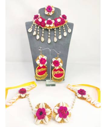 Bride-to-be Ethnic Floral Jewellery Set for Haldi and Mehndi