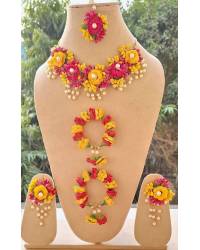 Buy Online Crunchy Fashion Earring Jewelry White-Musturd Yellwo Mehndi and Haldi White Floral Jewellery Set Handmade Beaded Jewellery CFS0668