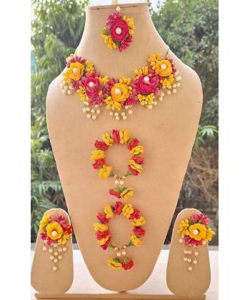 Ethereal Bridal Haldi Floral Jewellery Set for Women and Girls