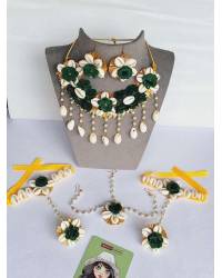 Buy Online Crunchy Fashion Earring Jewelry Handmade Beaded Floral haldi-Mehndi Jewellery Set for Brides, Bridemaids Handmade Beaded Jewellery CFS0696