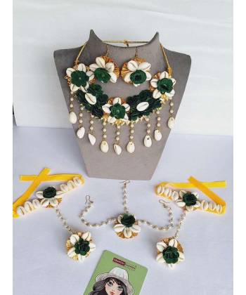 Elegant Bride's Floral Handmade Jewelry Set for Wedding and Haldi Occasions