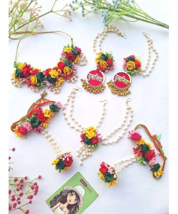 Dulhaniya Floral Fiesta: Haldi-Mehndi Bridal Jewelry Set