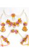 Floral Elegance: Pink-Yellow Dulhaniya Haldi-Mehndi Bridal Jewelry Set