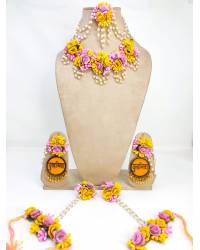 Buy Online Crunchy Fashion Earring Jewelry Yellow Floral Handmade Floral Jewellery Set for Haldi and Mehndi Handmade Beaded Jewellery CFS0686