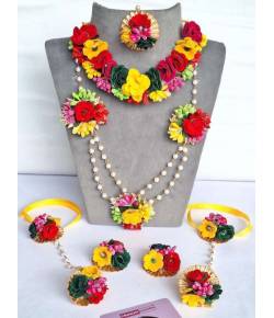 Flower Fiesta Multicolor Floral Bridal Jewelry Set for Haldi & Mehendi Occasions