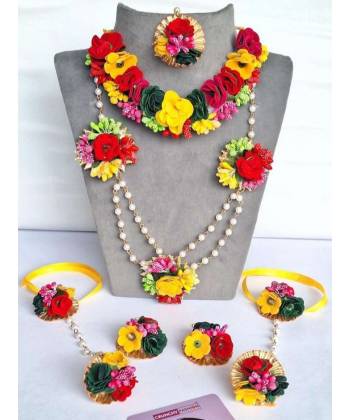 Flower Fiesta Multicolor Floral Bridal Jewelry Set for Haldi & Mehendi Occasions