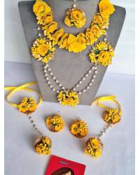 Buy Online Crunchy Fashion Earring Jewelry Floral Fantasy: Lavender-Yellow-Pink Handmade Jewellery Set for Haldi Mehndi Handmade Beaded Jewellery CFS0689