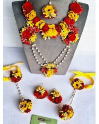 Buy Online Crunchy Fashion Earring Jewelry Multicolored Floral Haldi-Mehndi Splendor - Ethnic Base Beads Jewelry Set Handmade Beaded Jewellery CFS0671