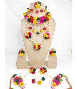 Dulhaniya's Multicolored Floral Haldi-Mehndi Jewelry Set