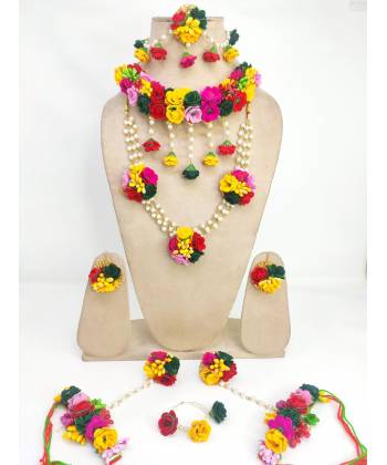 Dulhaniya's Multicolored Floral Haldi-Mehndi Jewelry Set