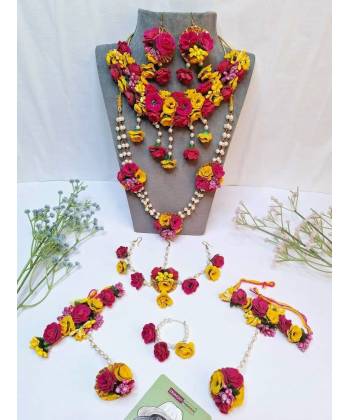 Ethnic Blossom - Handmade Floral Bridal Jewelry Set for Haldi