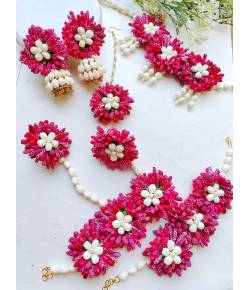 Pink Floral Bliss Haldi Mehndi Jewellery Set for Wedding & Gift Occasions