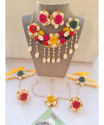 Bridal Bloom Ethnic Multicolor Jewellery Set for Haldi and Wedding Celebrations