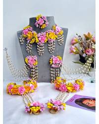 Buy Online Crunchy Fashion Earring Jewelry Baby Pink Blossom-Jewellery Set for Haldi & Mehndi Handmade Beaded Jewellery CFS0659