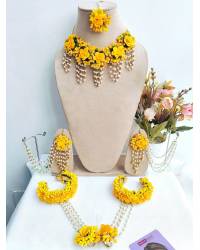 Buy Online Crunchy Fashion Earring Jewelry Pastel Garden Handmade Floral Jewellery Set for Haldi-Mehndi Handmade Beaded Jewellery CFS0638