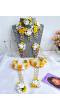 Delicate Yellow-White Floral Beaded Pearl Haldi-Mehndi Bridal Jewelry Set