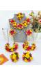 Yellow-Raani Pink Handmade Flower Jewellery Set for Haldi, Mehndi Celebrations