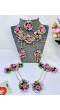 Pink-Green Handmade Floral Jewellery Set for Haldi, Mehndi