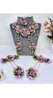 Pink-Green Handmade Floral Jewellery Set for Haldi, Mehndi