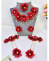 Buy Online Crunchy Fashion Earring Jewelry Pink Floral Handmade Bridal Jewellery Set for Haldi and Mehndi Necklaces & Chains CFS0554