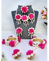 Buy Online Crunchy Fashion Earring Jewelry Pastel Peach-Mint Green Handmade Haldi Mehndi Jewellery Set for Bride Handmade Beaded Jewellery CFS0586