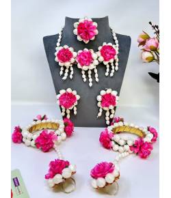 Floral Fantasy Beaded Haldi Bridal Jewellery Set for Women and Girls