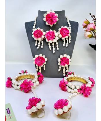 Floral Fantasy Beaded Haldi Bridal Jewellery Set for Women and Girls