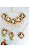 Peach Blossom Handmade Artificial Floral Jewellery Set for Haldi-Mehndi, Baby Shower