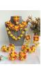 Yellow-Orange Artificial Floral Jewellery Set for Haldi and Mehndi Occasions