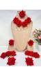 Elegant Bridal Red Rose Floral Jewellery Set for Haldi, Mehndi