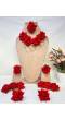 Elegant Bridal Red Rose Floral Jewellery Set for Haldi, Mehndi