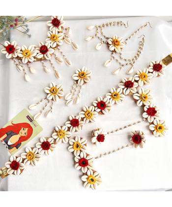 Sea Shell Floral jewellery for haldi Mehandi | Complete Bridal set for Haldi & Mehendi Event